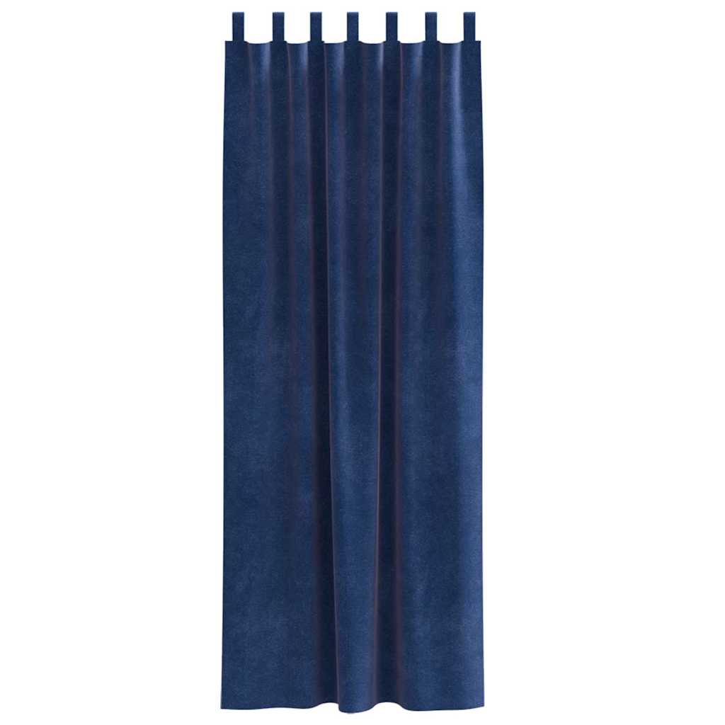 Blackout Curtains 2 pcs Dark Blue 140 x 225 cm Velvet