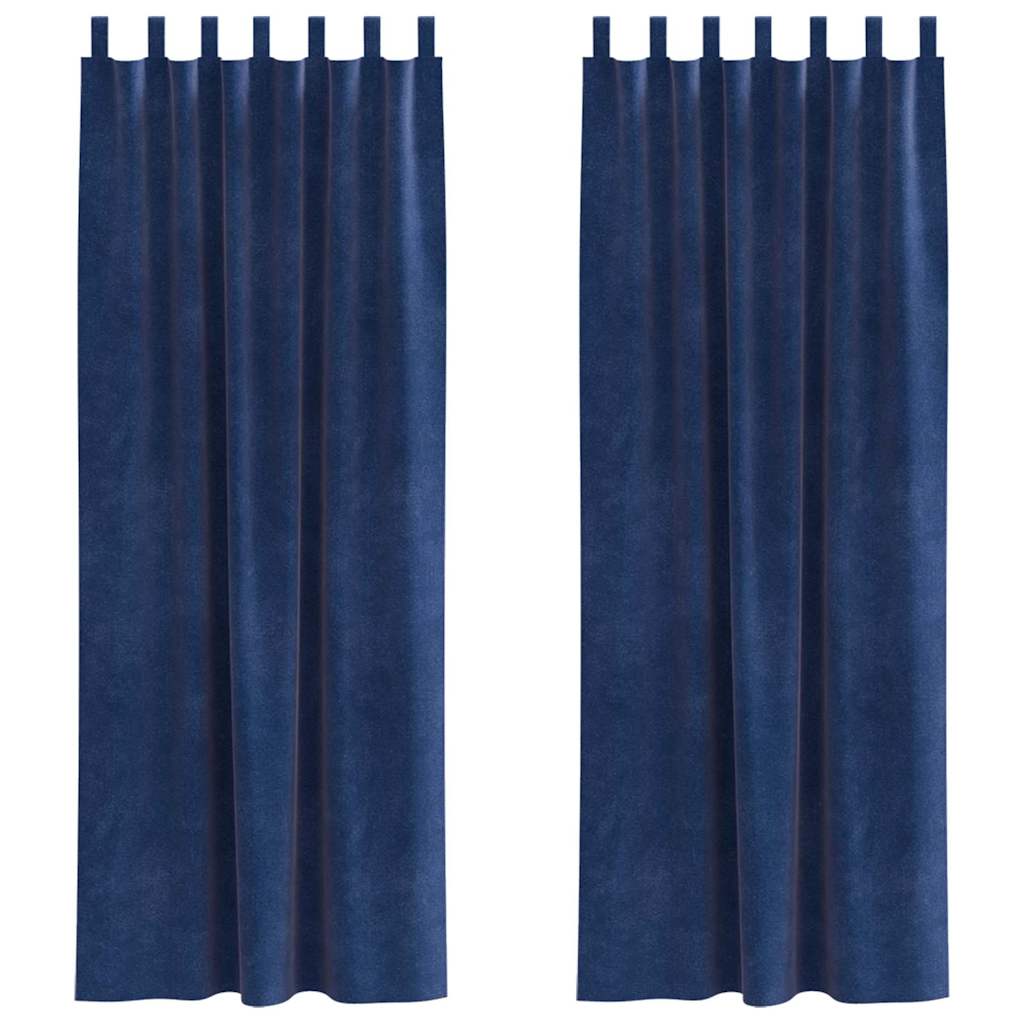Blackout Curtains 2 pcs Dark Blue 140 x 260 cm Velvet