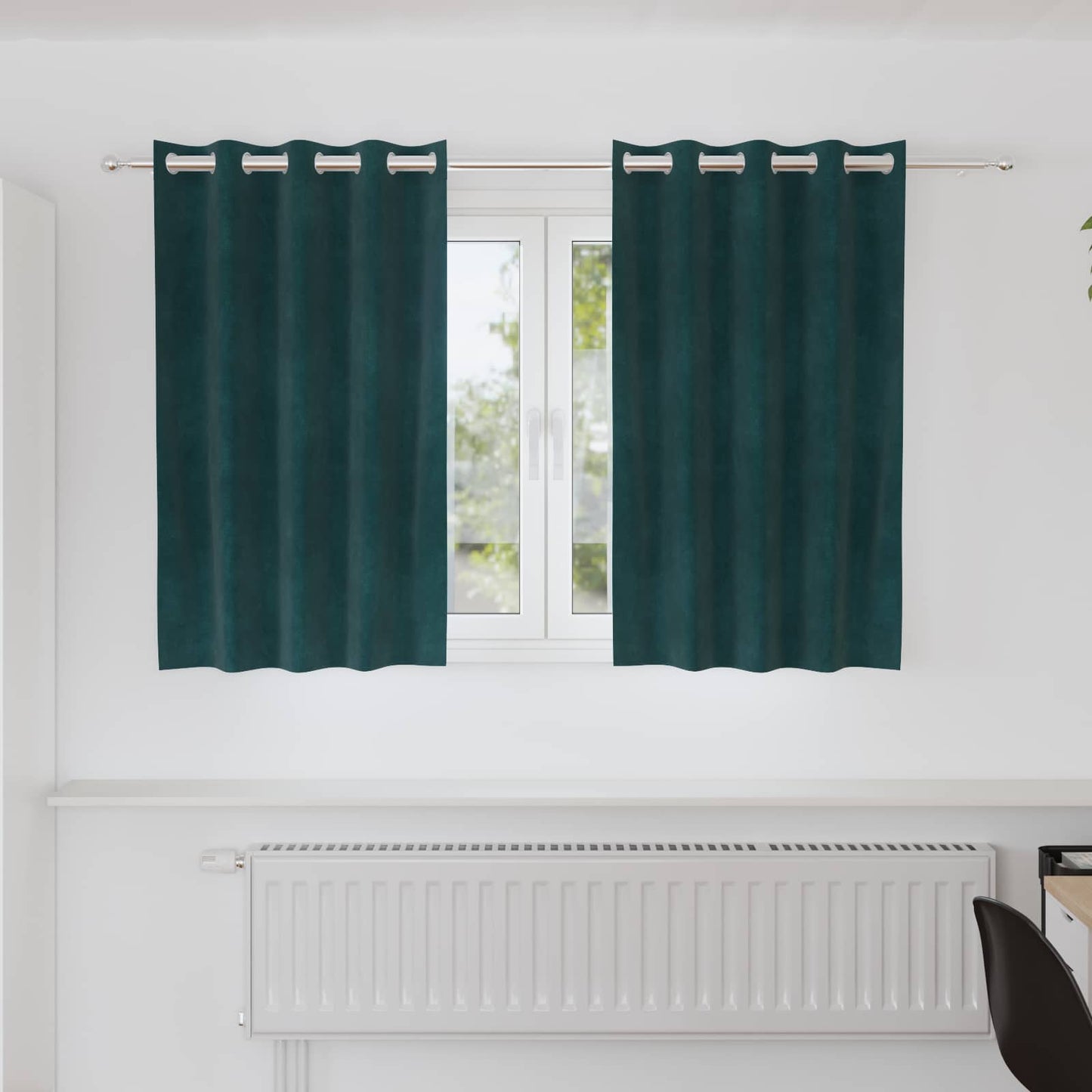 Blackout Curtains 2 pcs Dark Green 140 x 140 cm Velvet