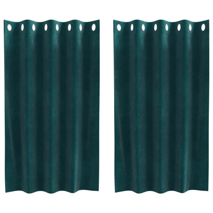 Blackout Curtains 2 pcs Dark Green 140 x 140 cm Velvet