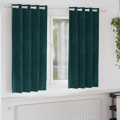 Blackout Curtains 2 pcs Dark Green 140 x 175 cm Velvet