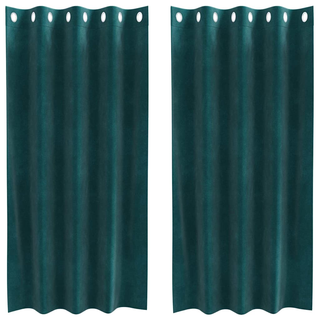 Blackout Curtains 2 pcs Dark Green 140 x 175 cm Velvet