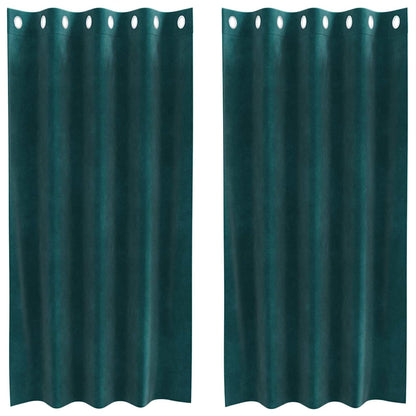 Blackout Curtains 2 pcs Dark Green 140 x 175 cm Velvet