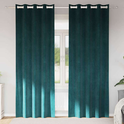 Blackout Curtains 2 pcs Dark Green 140 x 225 cm Velvet