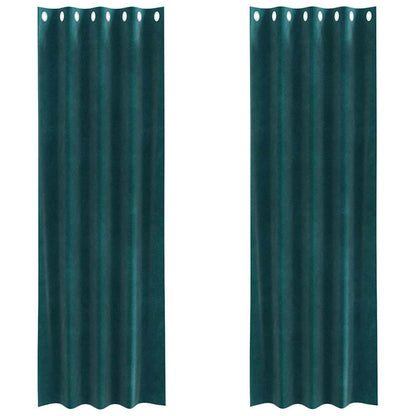 Blackout Curtains 2 pcs Dark Green 140 x 225 cm Velvet