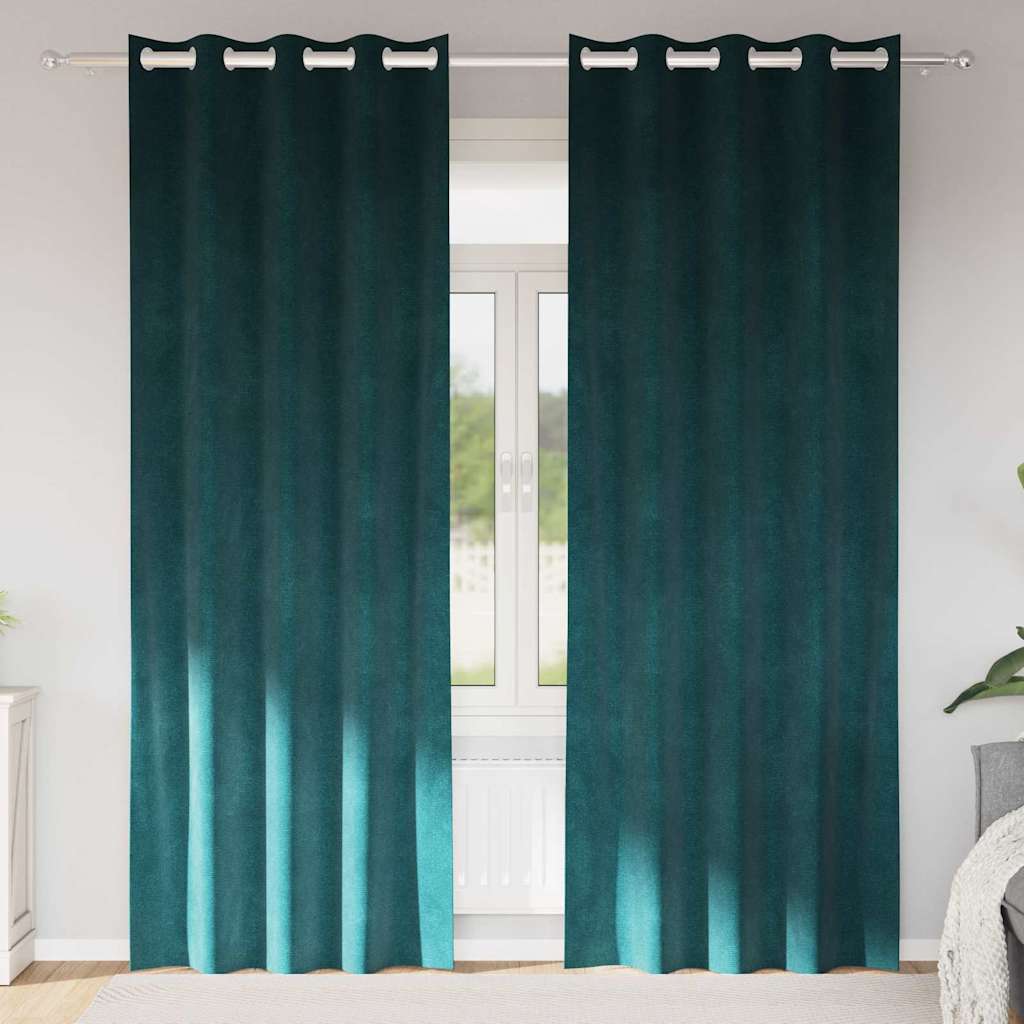 Blackout Curtains 2 pcs Dark Green 140 x 260 cm Velvet