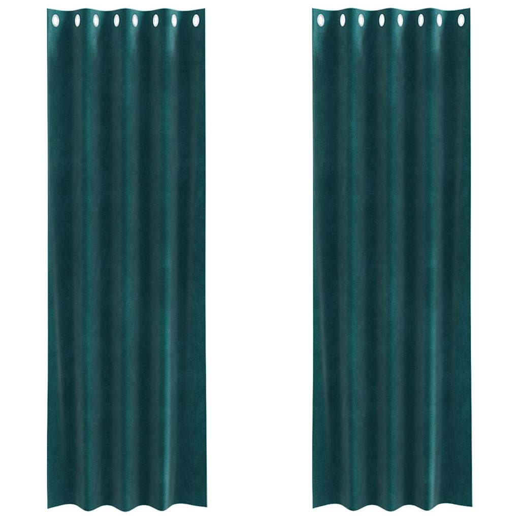 Blackout Curtains 2 pcs Dark Green 140 x 260 cm Velvet