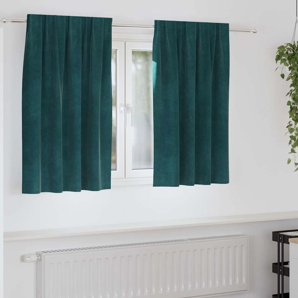 Blackout Curtains 2 pcs Dark Green 140 x 140 cm Velvet