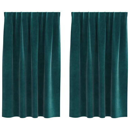 Blackout Curtains 2 pcs Dark Green 140 x 140 cm Velvet