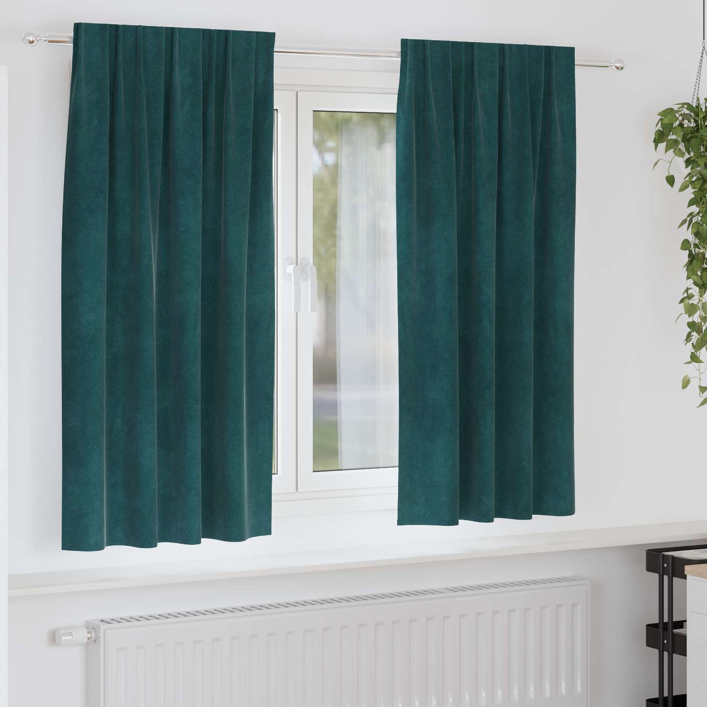 Blackout Curtains 2 pcs Dark Green 140 x 175 cm Velvet