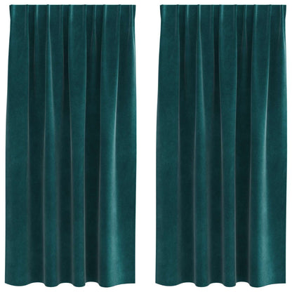 Blackout Curtains 2 pcs Dark Green 140 x 175 cm Velvet