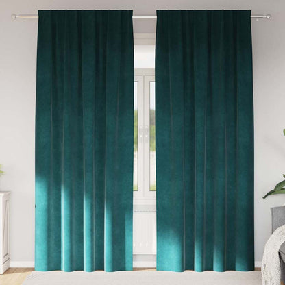 Blackout Curtains 2 pcs Dark Green 140 x 245 cm Velvet