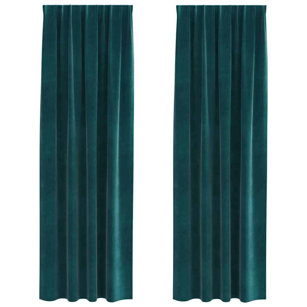 Blackout Curtains 2 pcs Dark Green 140 x 245 cm Velvet