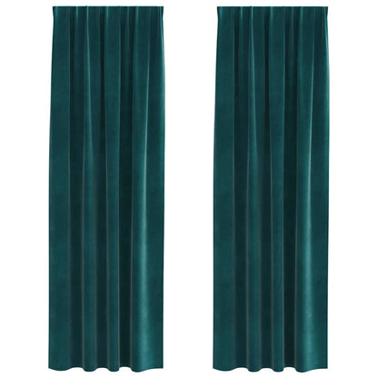 Blackout Curtains 2 pcs Dark Green 140 x 245 cm Velvet