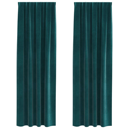 Blackout Curtains 2 pcs Dark Green 140 x 260 cm Velvet