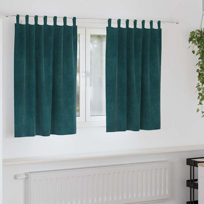 Blackout Curtains 2 pcs Dark Green 140 x 140 cm Velvet