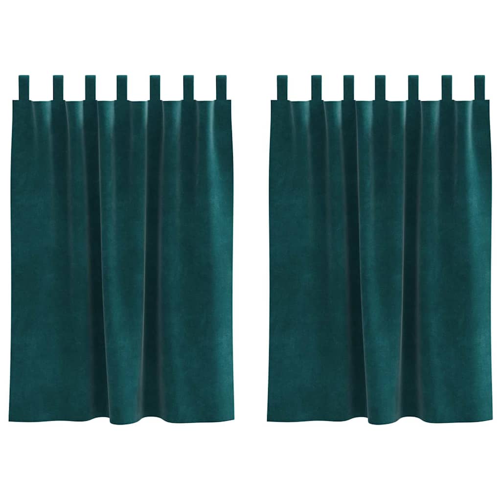 Blackout Curtains 2 pcs Dark Green 140 x 140 cm Velvet
