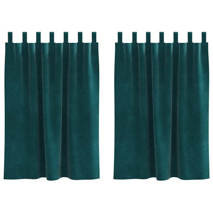 Blackout Curtains 2 pcs Dark Green 140 x 140 cm Velvet