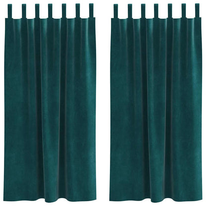 Blackout Curtains 2 pcs Dark Green 140 x 175 cm Velvet