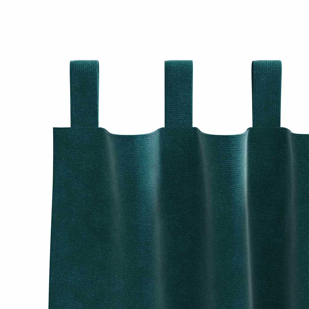 Blackout Curtains 2 pcs Dark Green 140 x 225 cm Velvet