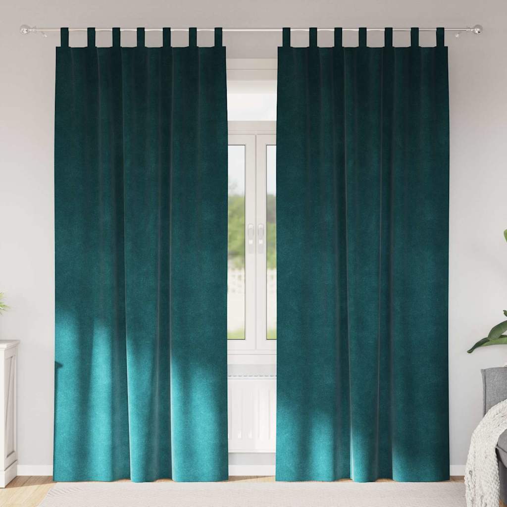 Blackout Curtains 2 pcs Dark Green 140 x 225 cm Velvet