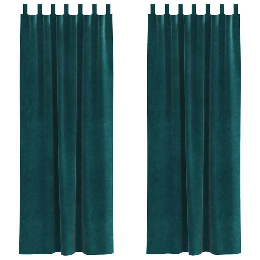 Blackout Curtains 2 pcs Dark Green 140 x 260 cm Velvet