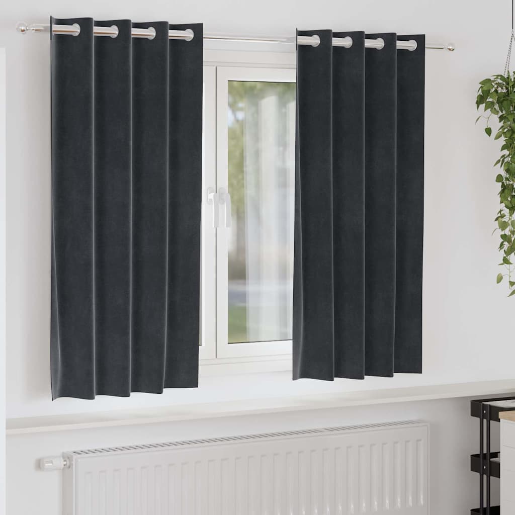 Blackout Curtains 2 pcs Dark Grey 140 x 175 cm Velvet