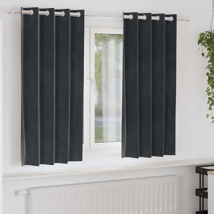 Blackout Curtains 2 pcs Dark Grey 140 x 175 cm Velvet