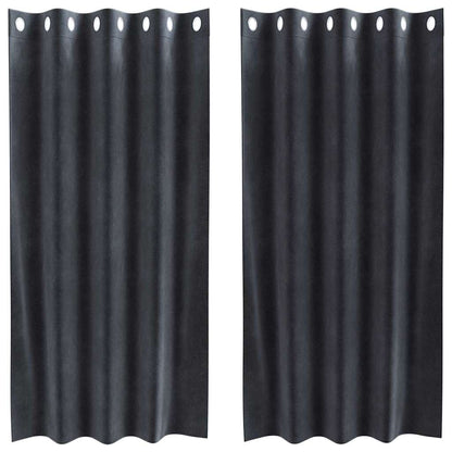 Blackout Curtains 2 pcs Dark Grey 140 x 175 cm Velvet