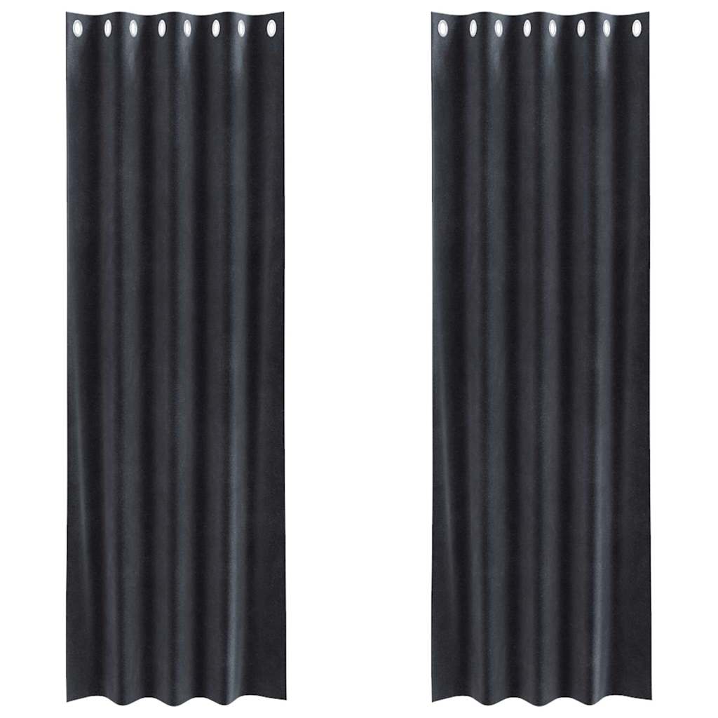Blackout Curtains 2 pcs Dark Grey 140 x 225 cm Velvet