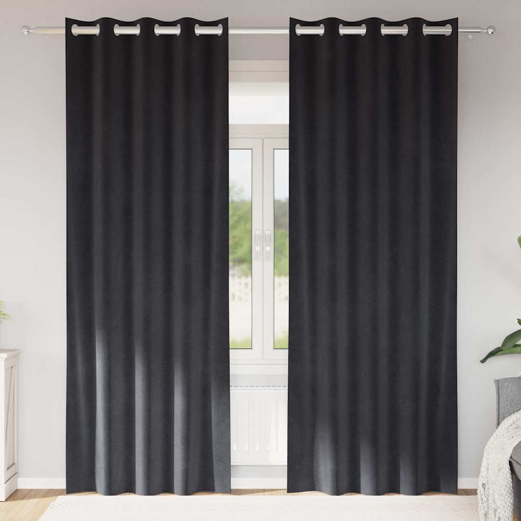 Blackout Curtains 2 pcs Dark Grey 140 x 260 cm Velvet