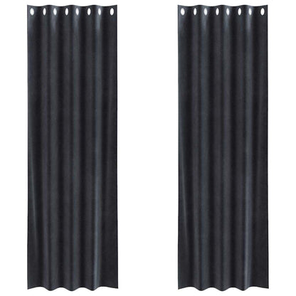 Blackout Curtains 2 pcs Dark Grey 140 x 260 cm Velvet