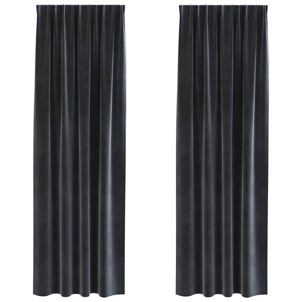 Blackout Curtains 2 pcs Dark Grey 140 x 245 cm Velvet