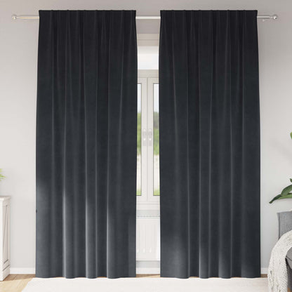 Blackout Curtains 2 pcs Dark Grey 140 x 260 cm Velvet