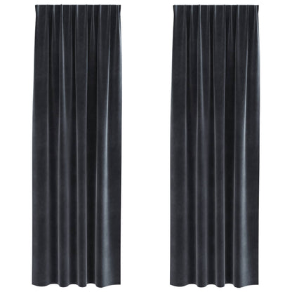 Blackout Curtains 2 pcs Dark Grey 140 x 260 cm Velvet