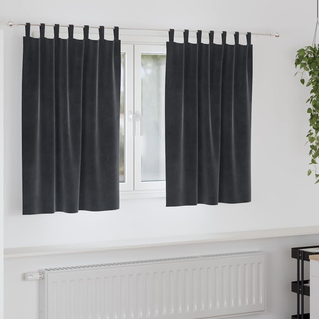 Blackout Curtains 2 pcs Dark Grey 140 x 140 cm Velvet