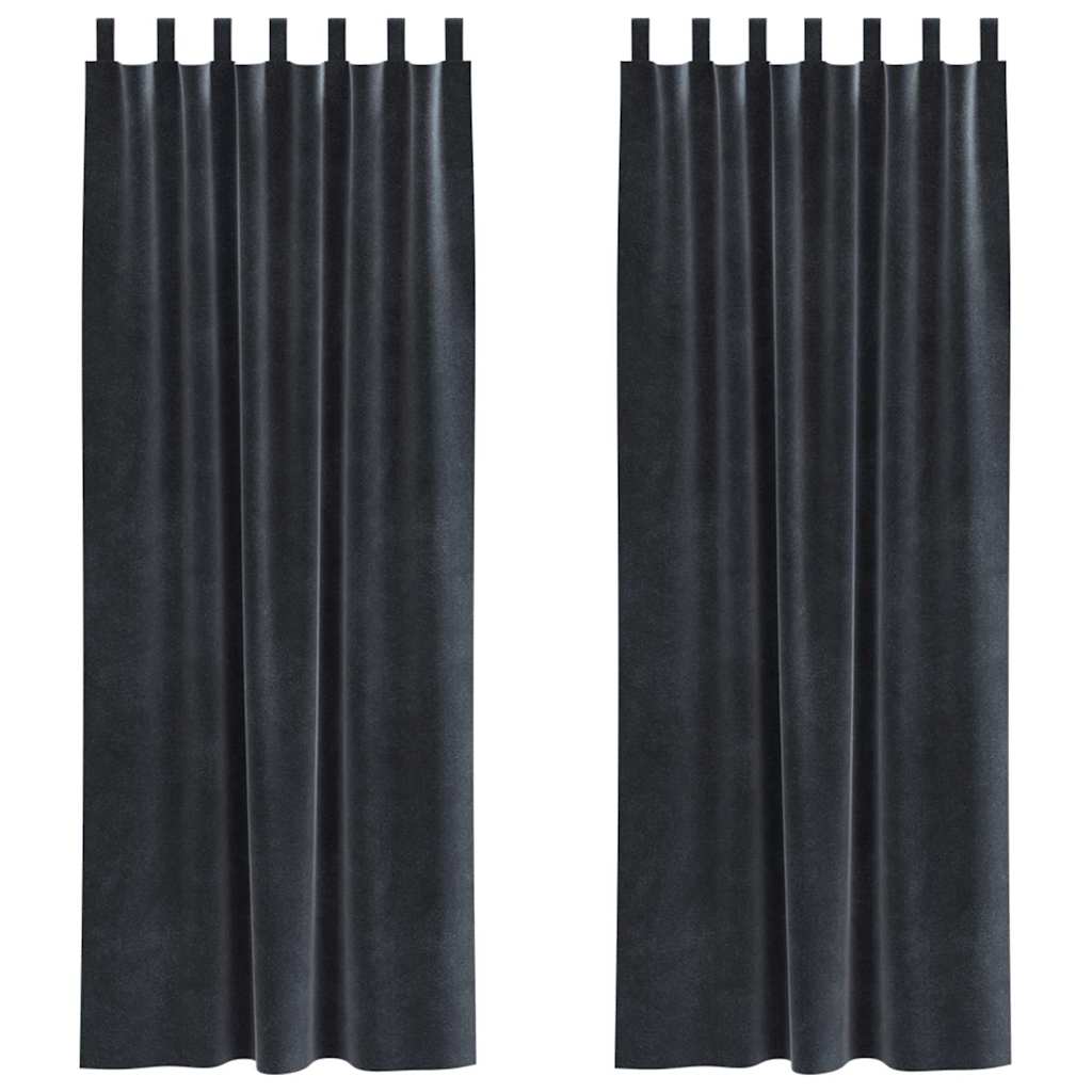 Blackout Curtains 2 pcs Dark Grey 140 x 225 cm Velvet