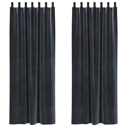 Blackout Curtains 2 pcs Dark Grey 140 x 260 cm Velvet