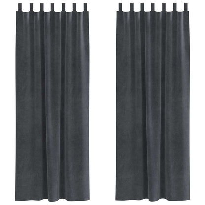 Blackout Curtains 2 pcs Light Grey 140 x 225 cm Velvet