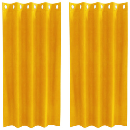 Blackout Curtains 2 pcs Mustard Yellow 140 x 175 cm Velvet