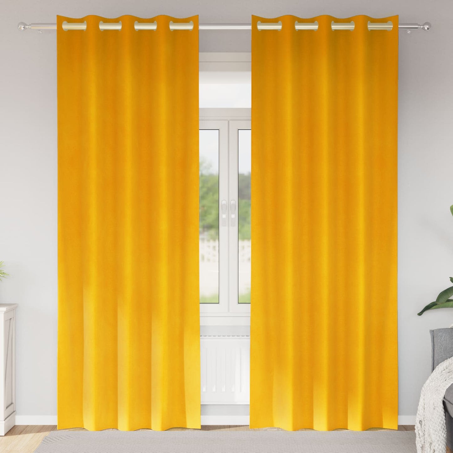 Blackout Curtains 2 pcs Mustard Yellow 140 x 245 cm Velvet