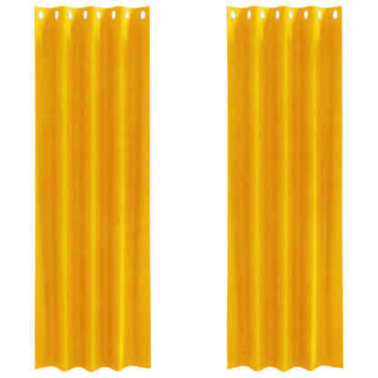 Blackout Curtains 2 pcs Mustard Yellow 140 x 260 cm Velvet