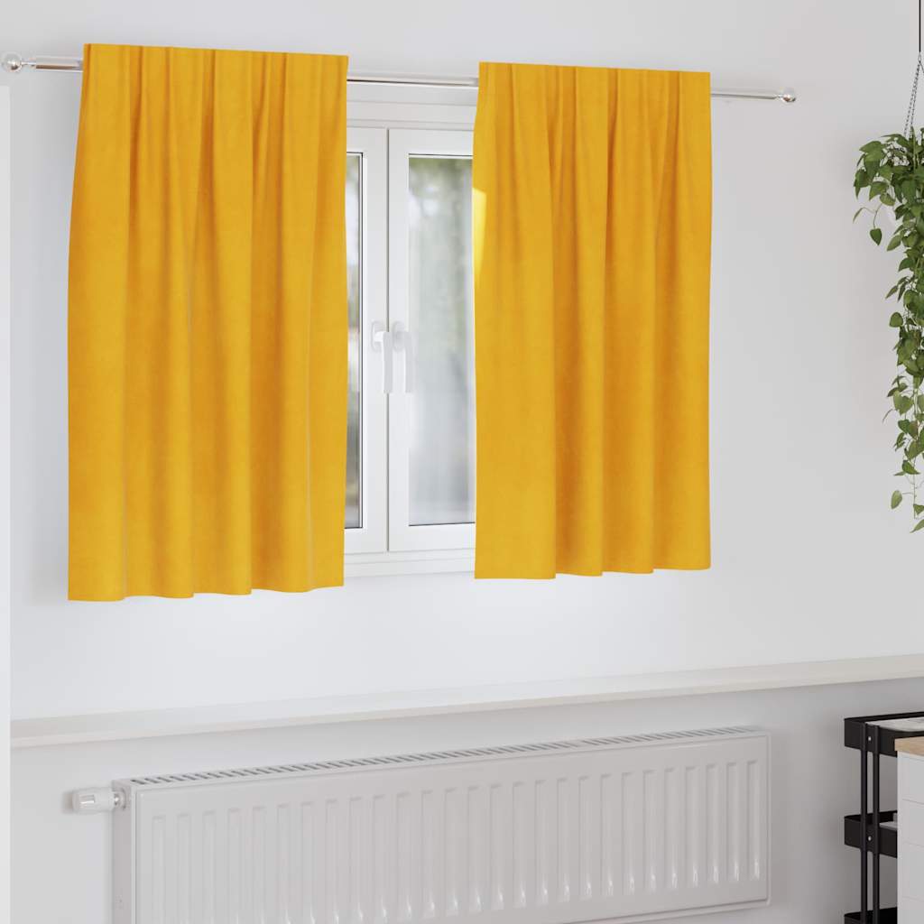 Blackout Curtains 2 pcs Mustard Yellow 140 x 140 cm Velvet