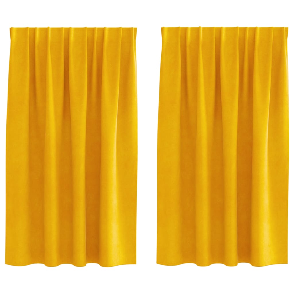 Blackout Curtains 2 pcs Mustard Yellow 140 x 140 cm Velvet