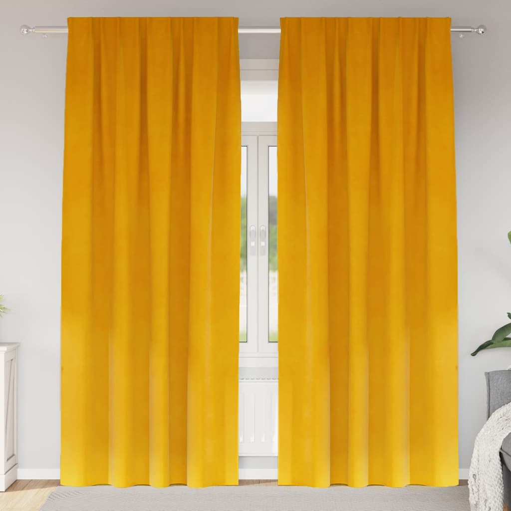 Blackout Curtains 2 pcs Mustard Yellow 140 x 225 cm Velvet