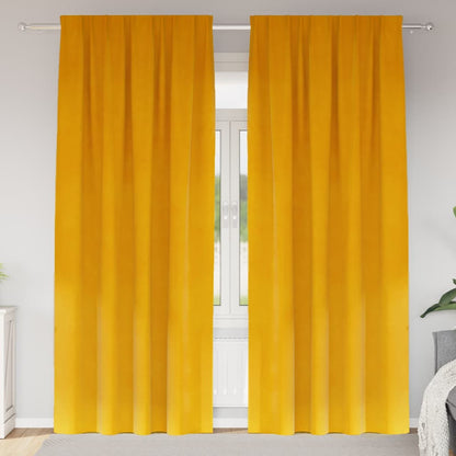 Blackout Curtains 2 pcs Mustard Yellow 140 x 225 cm Velvet