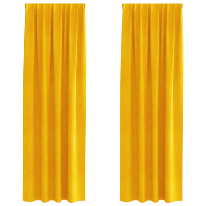Blackout Curtains 2 pcs Mustard Yellow 140 x 225 cm Velvet
