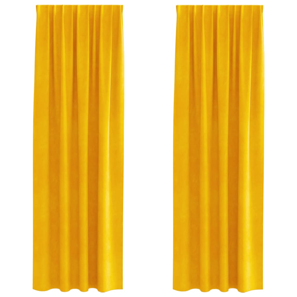 Blackout Curtains 2 pcs Mustard Yellow 140 x 260 cm Velvet