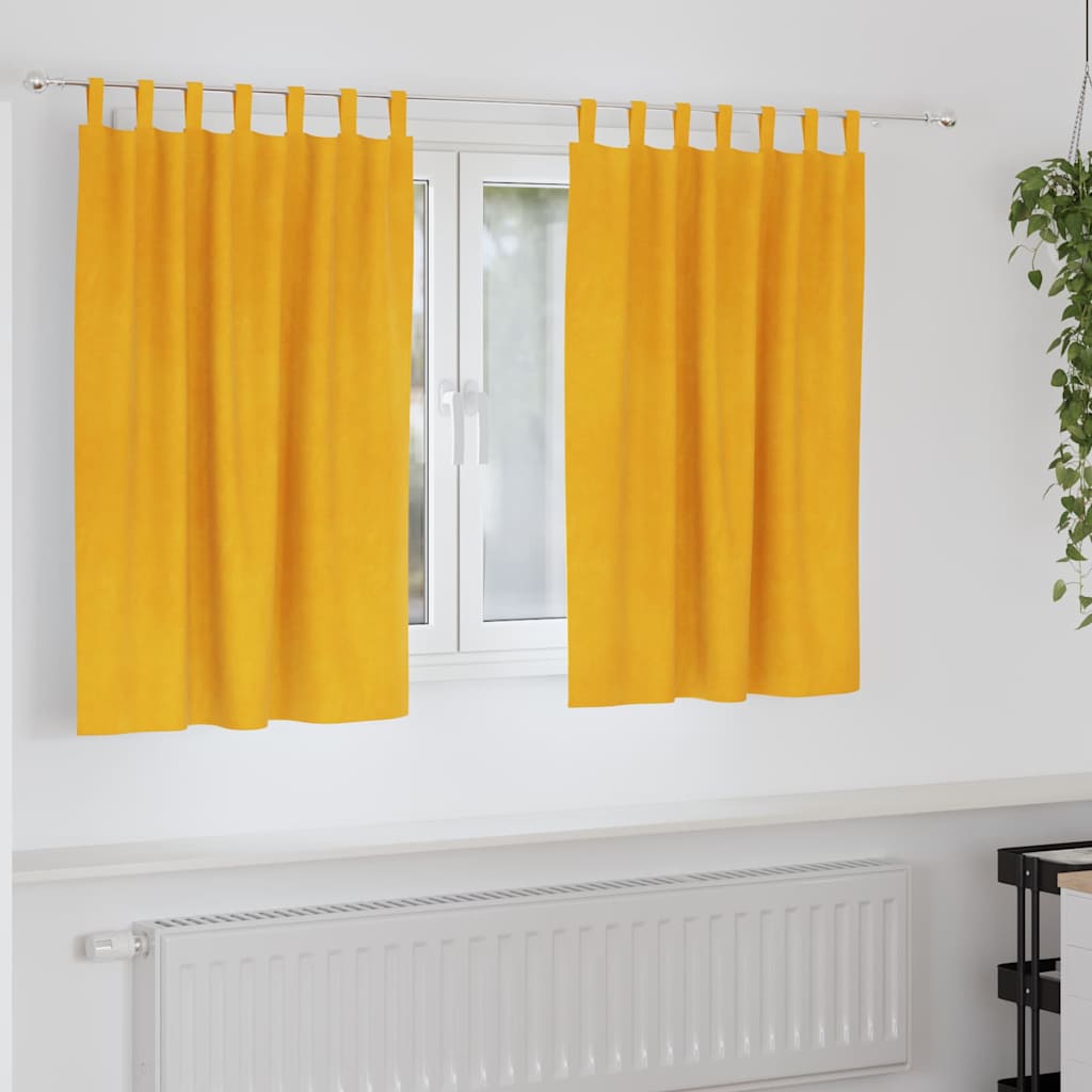 Blackout Curtains 2 pcs Mustard Yellow 140 x 140 cm Velvet
