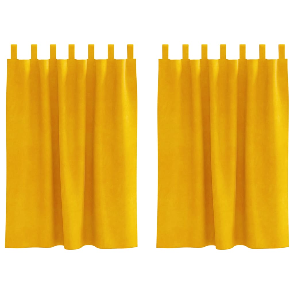 Blackout Curtains 2 pcs Mustard Yellow 140 x 140 cm Velvet